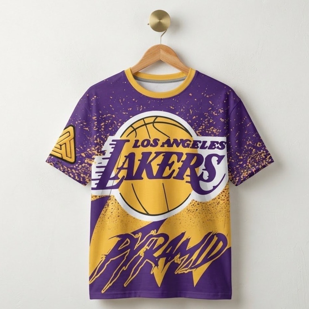 Black Pyramid Pro Standard Los Angeles Lakers Graphic T-Shirt Purple Gold Large
